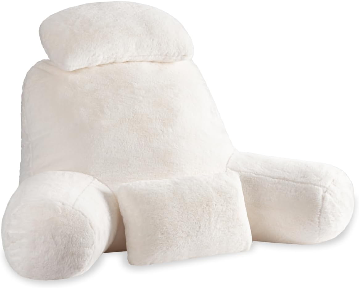 Bed Rest Pillow, Large Bed Pillow with Adjustable Neck Roll and Individual Cushion for Couch Backrest Back Pillow