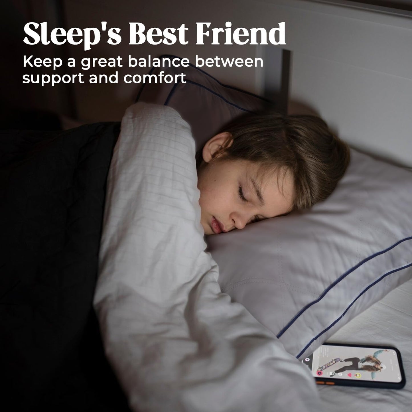 Sdpeia Quality Fluffy Bed Pillow, Soft Pillow for Sleeping, Organic Cotton Cover Set of 2