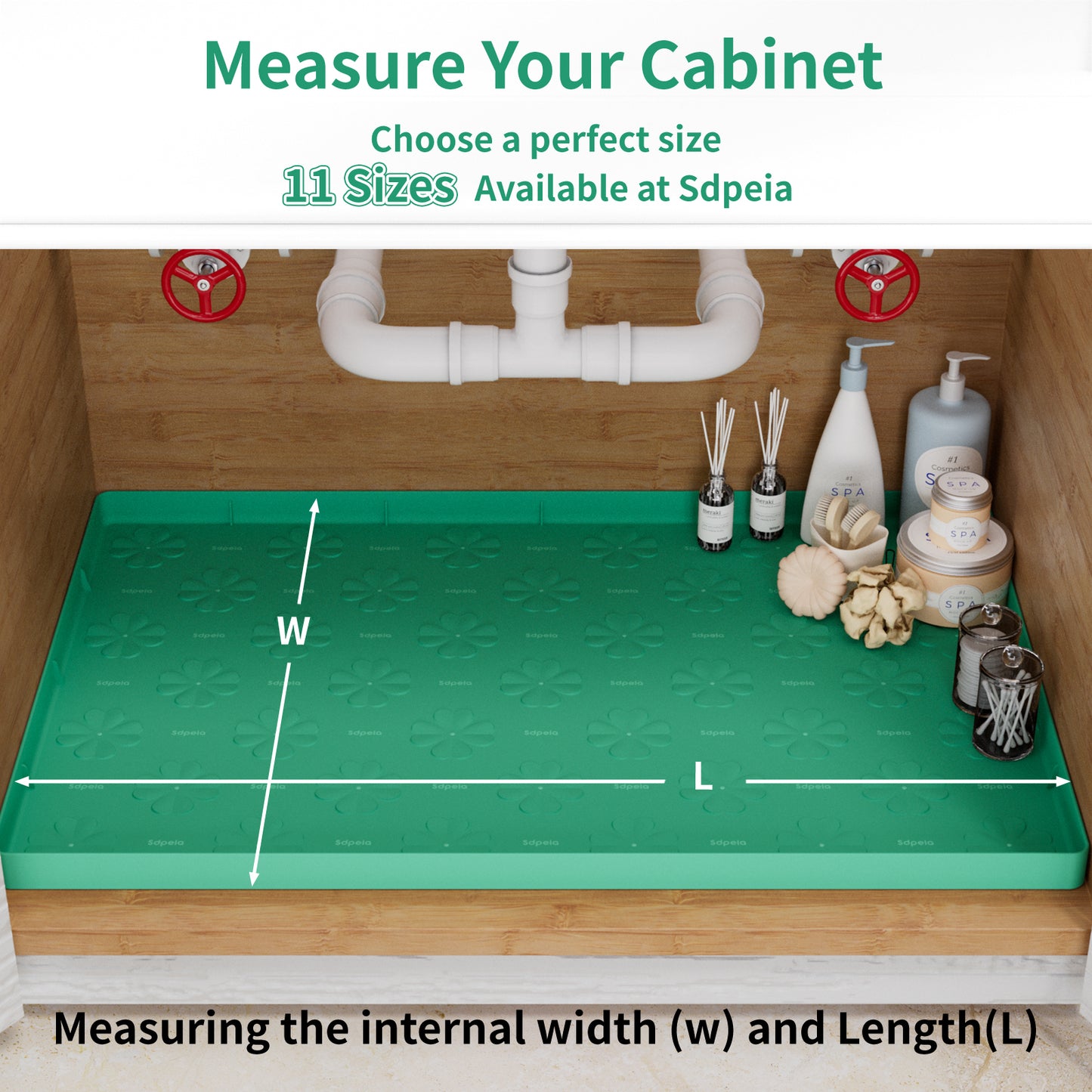 Sdpeia Premium Mats New Under Sink Mat Waterproof 34" x 22"Silicone Shelf Liner Cabinet Liner Drying Mat for Home Kitchen & Bathroom Laundry Cabinets Protector Organizers and Storage